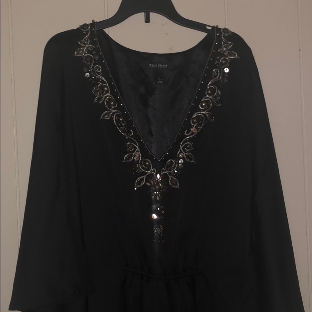 White House Black Market Blk Satin Kimono Dress